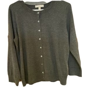 Banana Republic Silk Blend Cardigan Womens Large Light Grey Long Sleeve